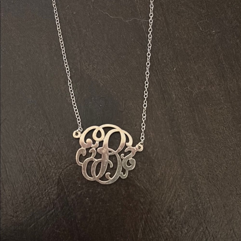 Elegant Sterling Silver “B”Monogram Necklace